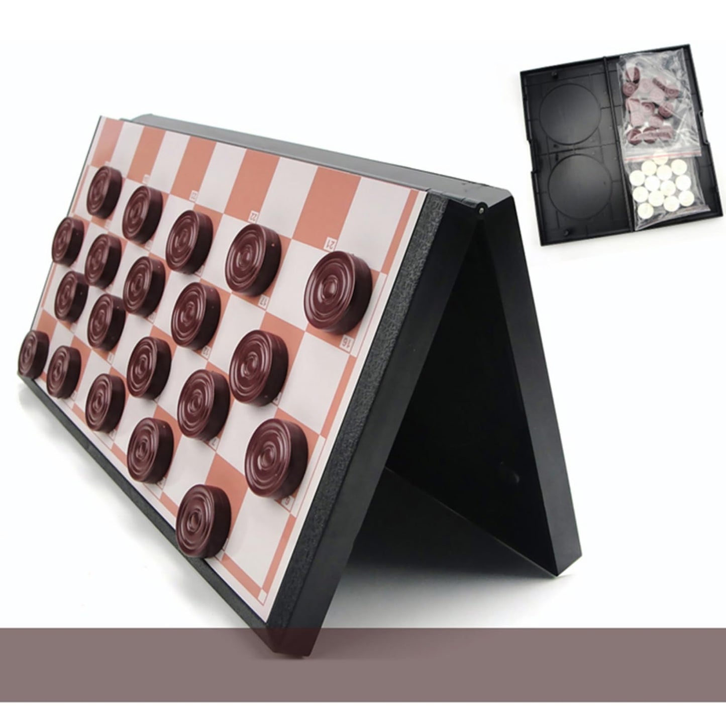 Balacoo Large Checkers Board Game, Folding International Draught for Kids and Adults, Portable Storage Chess and Checkers Board Set Game (11.2 Inch)