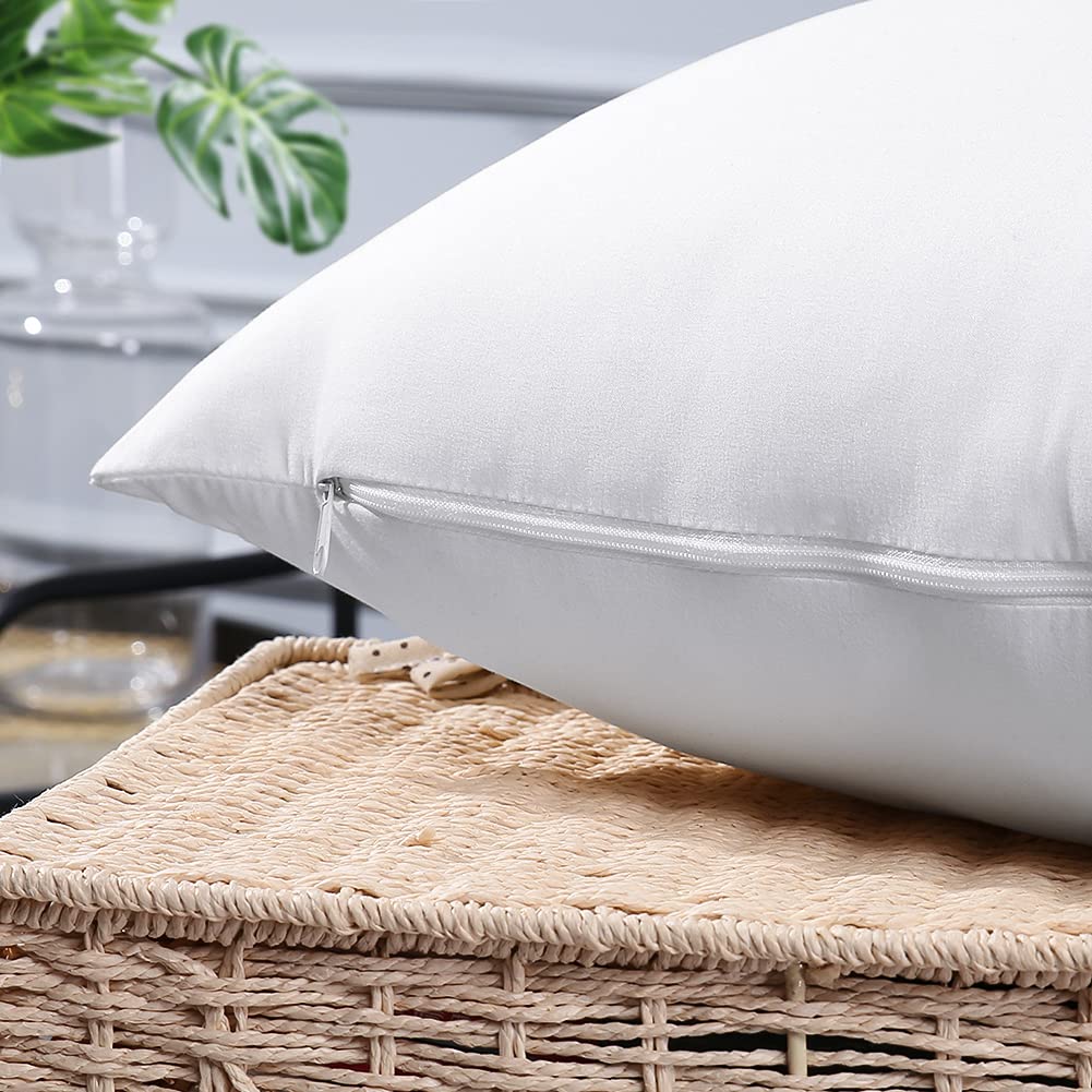 OTOSTAR Premium Waterproof Throw Pillow Inserts, Set of 4 Square Form Cushion Stuffer for Garden, Bench, Patio - Decorative Outdoor Pillows Inserts White, 18x18 Inches