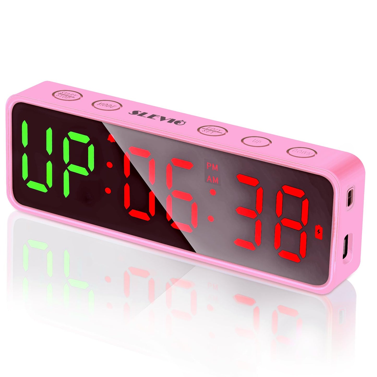 Small Gym Timer Clock Stopwatch Magnetic Workout Interval Timer, Large LED Digital Display, Home Accessories Countdown Clock for Home Gym Garage Schools (Matte Pink)