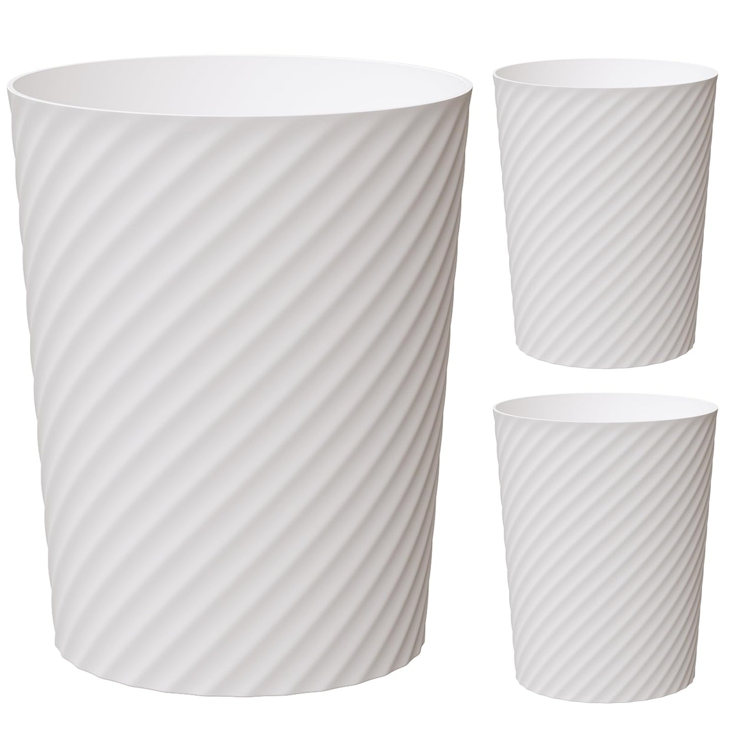 Bathroom Garbage Can 3 Pack 6.8L/1.8 Gallon Small Garbage Can, Round Plastic Trash Can, Slim Waste Basket for Bedroom, Bathroom, Kitchen, Living Room, Office, Car, RV, Fits Under Sink