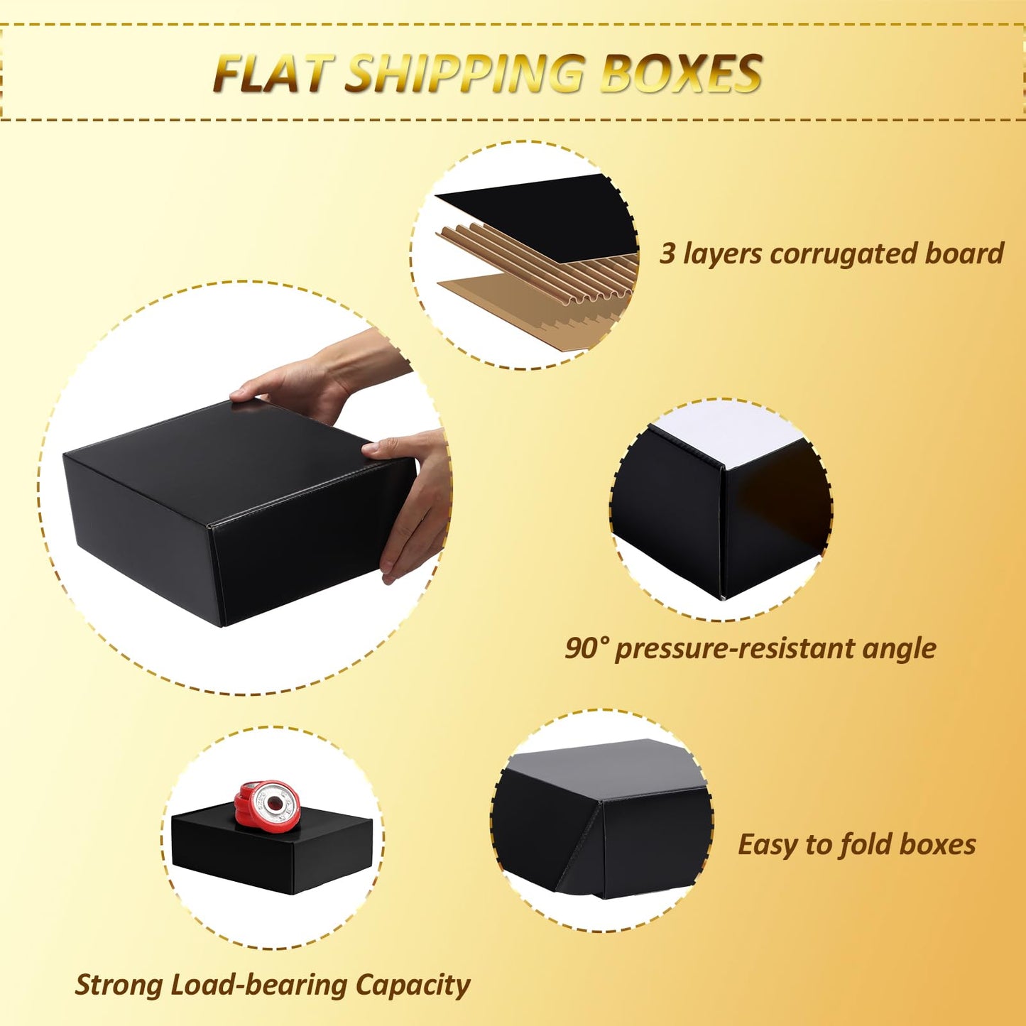 HORLIMER 12x9x4 inches Shipping Boxes Set of 20, Black Medium Corrugated Cardboard Gift Mailer Box