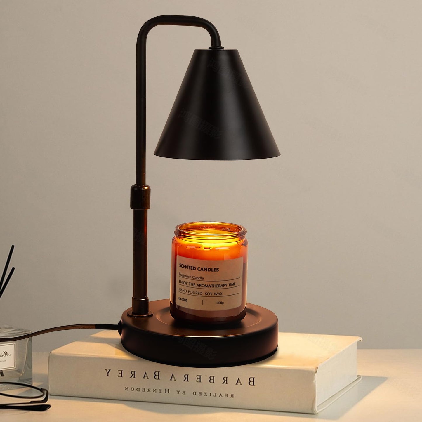 Suewow Candle Warmer Lamp, Adjustable Height, with Timer Dimmer, 2 Light Bulbs, Room Decor Wax Melt Warmer for Scented Wax, Gift for Mom (Black)