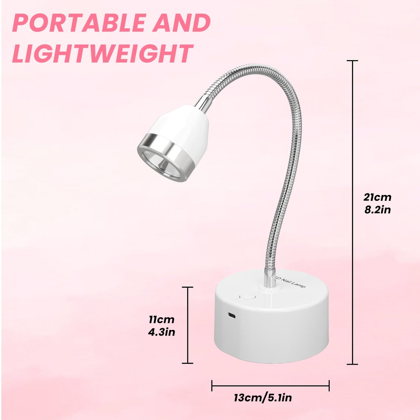 Touch UV Nail Light, Cordless Flash Cure Nail Lamp with Smart Touch and 60s Timer, Portable Mini Gooseneck UV Light for Gel Nails, Gel Nail Lamp for Home DIY Salon