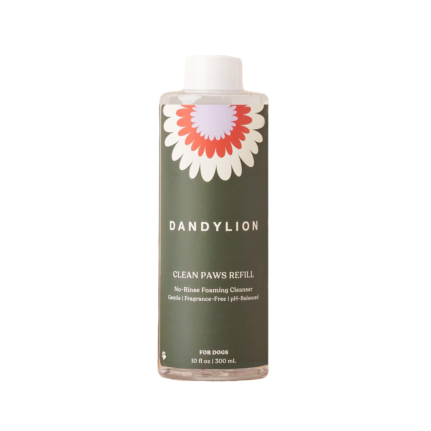 Dandylion Clean Paws Refill | Dog Paw Cleaner & Washer for Muddy Paws | No-Rinse Foaming Cleanser | Gentle, Fragrance-Free, pH Balanced & Safe for Small & Large Dogs | Refill Bottle | 10 fl oz