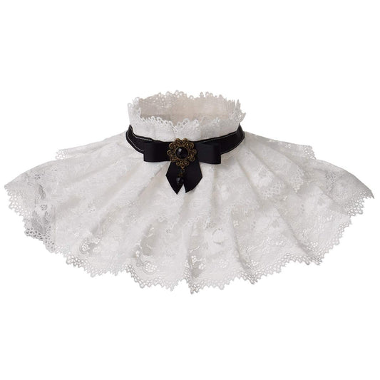 BLESSUME Lolita Neck Collar Elizabethan Ruff Gothic Lace Neck Ruff Collar (White 2)