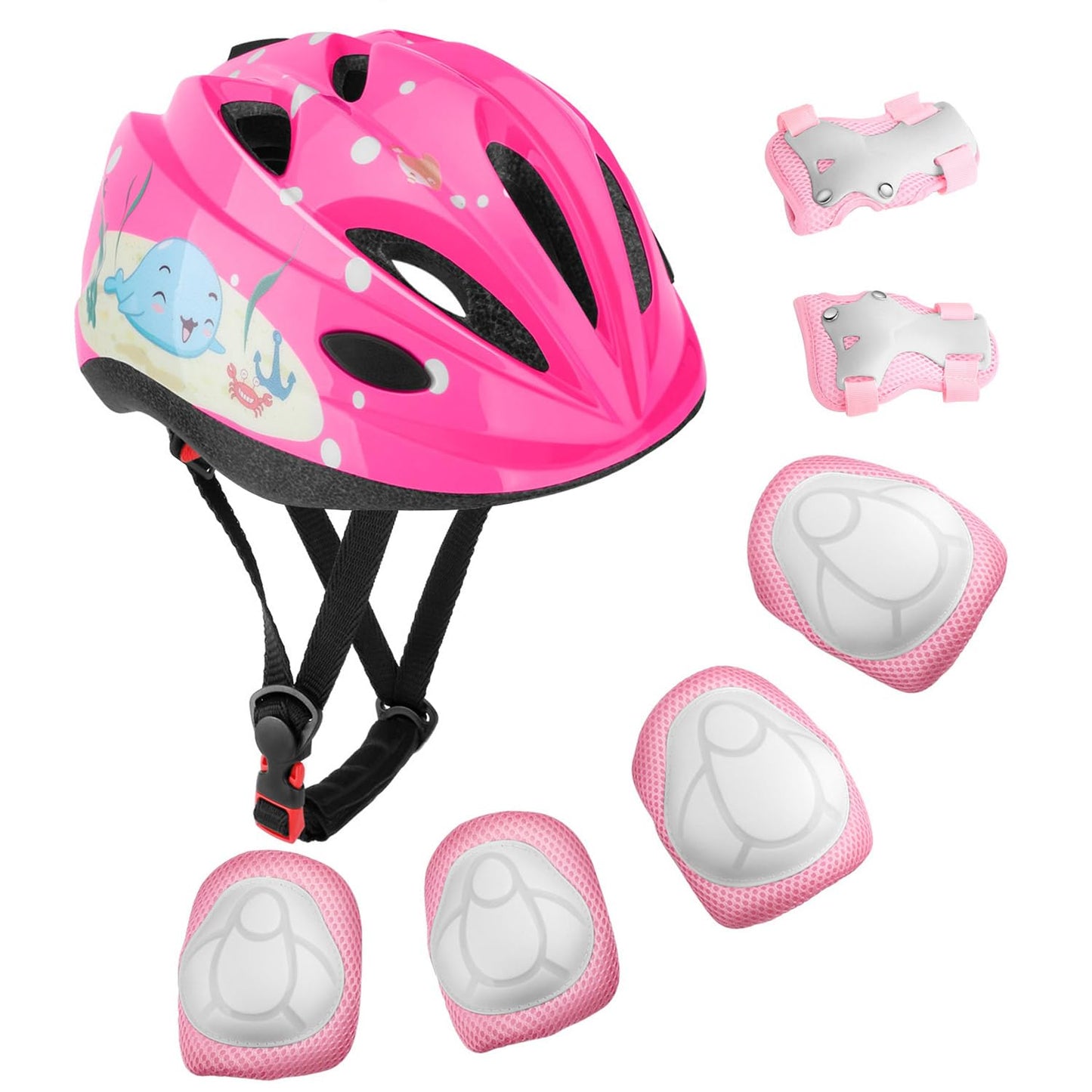 MoKo Kids Bike Helmet, Toddler Helmet for Ages 3-10, CPSC & CE Certified Scooter for Skateboard Roller-Skating Bicycle, Sports Protective Gear Set Knee Elbow Wrist Pads for Boys Girls