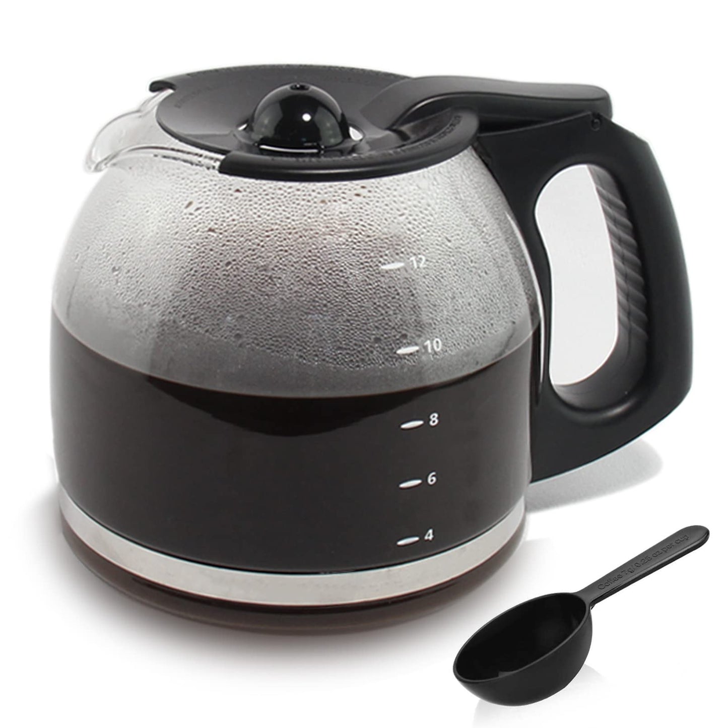 12 Cup Replacement Coffee Jug Compatible with Mr. Coffee Maker Replacement Part #PLD12 PLD12-RB Black Handle