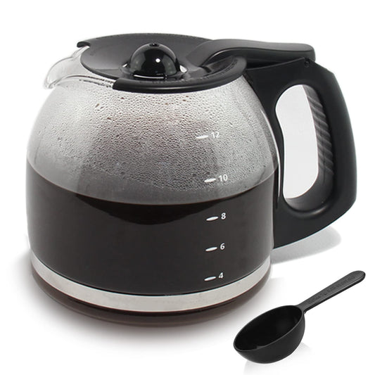 12 Cup Replacement Coffee Jug Compatible with Mr. Coffee Maker Replacement Part #PLD12 PLD12-RB Black Handle