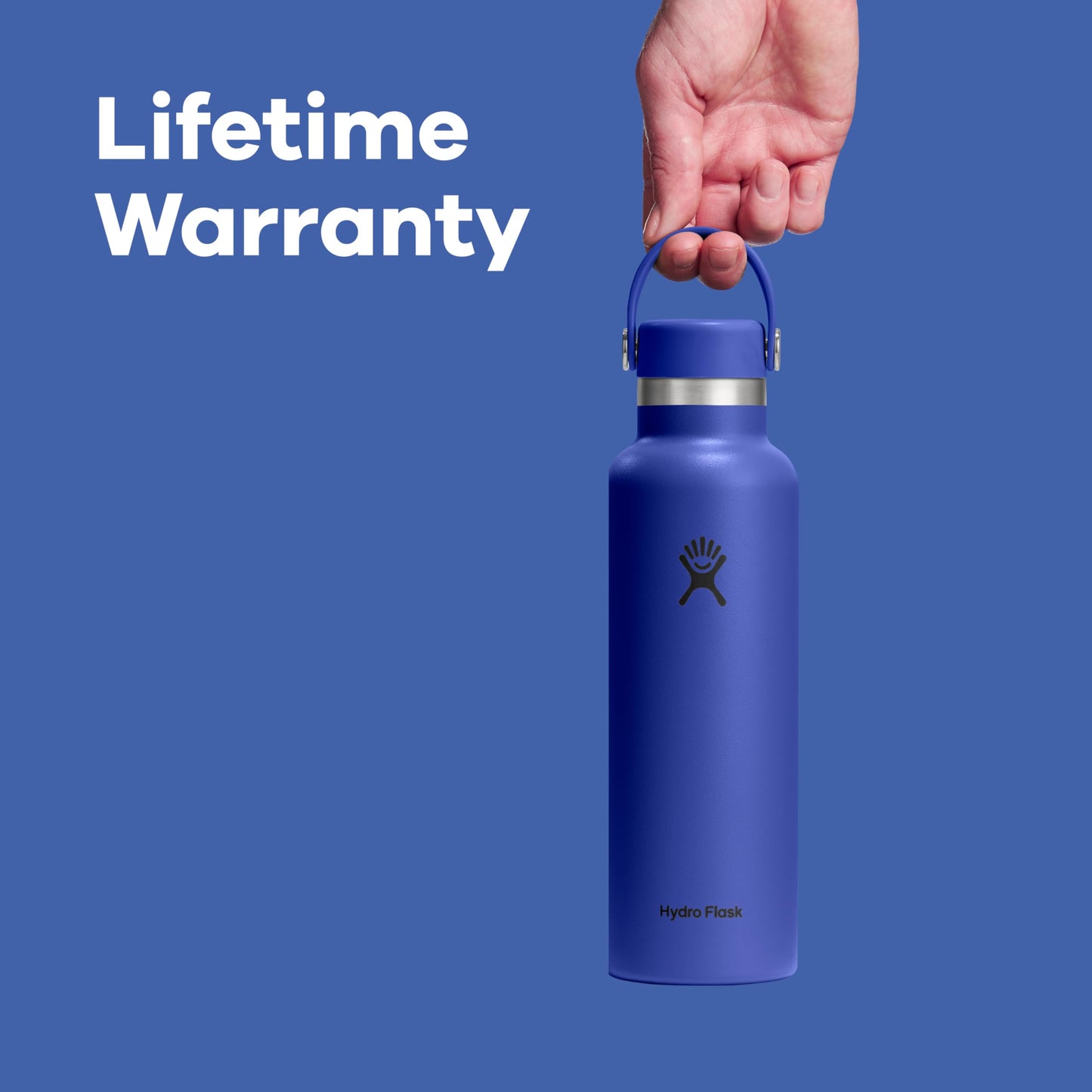 Hydro Flask Stainless Steel Standard Mouth Water Bottle with Flex Cap and Double-Wall Vacuum Insulation,Tonal Black, 24 Ounces