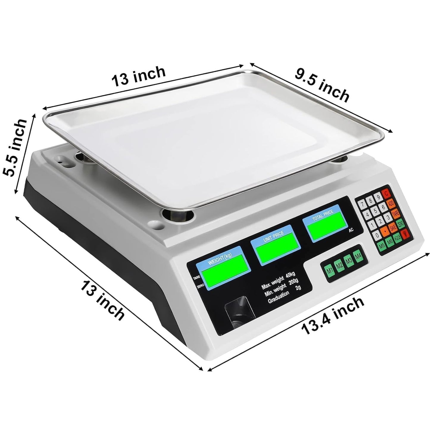 60LB LCD Electronic Price Computing Scale 30KG Scale LCD Digital Commercial Food Weight Scale for Electrical Computing Retail Counting Equipment for Kitchen Stores Restaurant Market Farmer ﻿