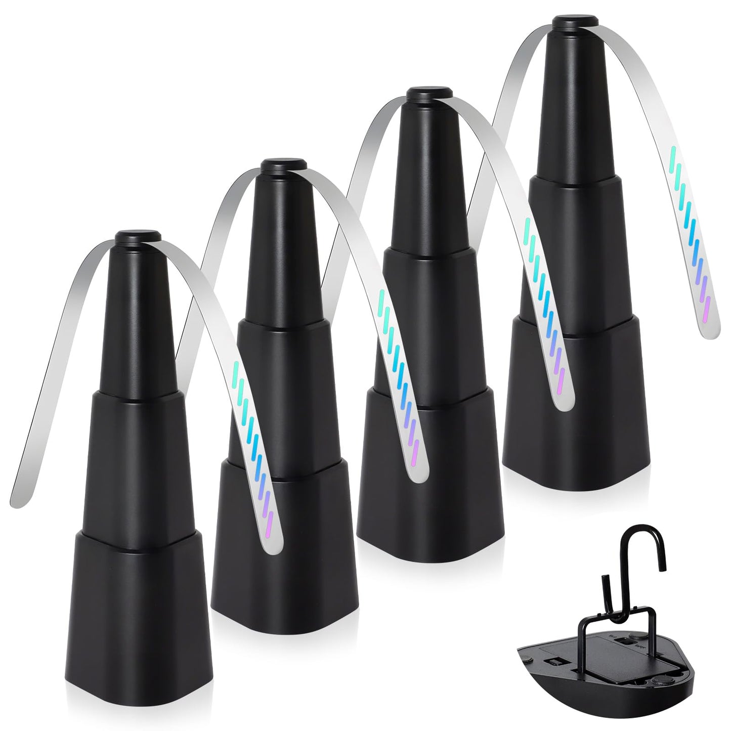 HKKDKTA Fly Fans for Tables, 4 Packs Indoor Outdoor Fan Portable with Holographic Blades, Batteries Powered Table Fan for Picnic, Party, Restaurant, Kitchen and BBQ