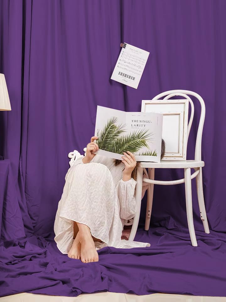 Purple Backdrop Curtains: 6 Panels 5ft x 10ft Polyester Photo Backdrop Drapes - Halloween Party Photography Background Decorations