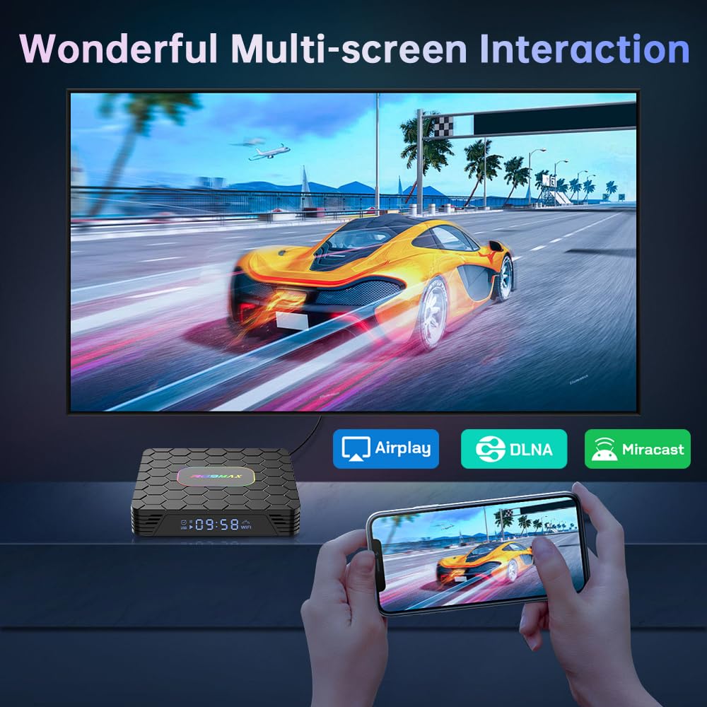 Android TV Box,2025 Android 14 TV Box with 4K 8K HDR10 Wi-Fi 6 4GB RAM 64GB ROM Quad Core ARM Cortex-A53 Chip, Android Box 14.0 2.4G/5G Wi-Fi Ethernet Bluetooth5.0 H.265 3D 4K Smart Box