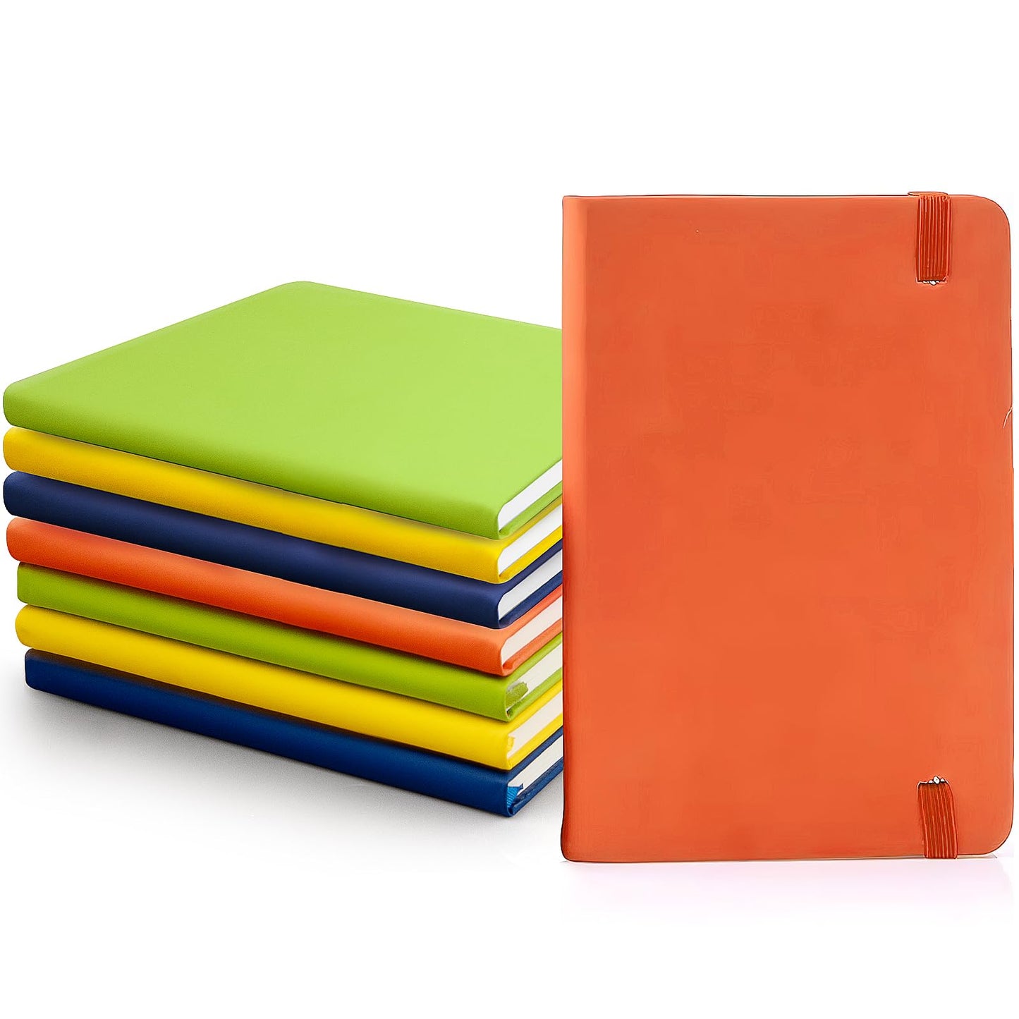 8 Pack Journal Notebook, A5 Hardcover Notebook with Elastic Band, PU Leather Classic Writing Notebook Premium Line Paper Ruled Journal for School Business Work Writing, 160Pages(4 Colors)