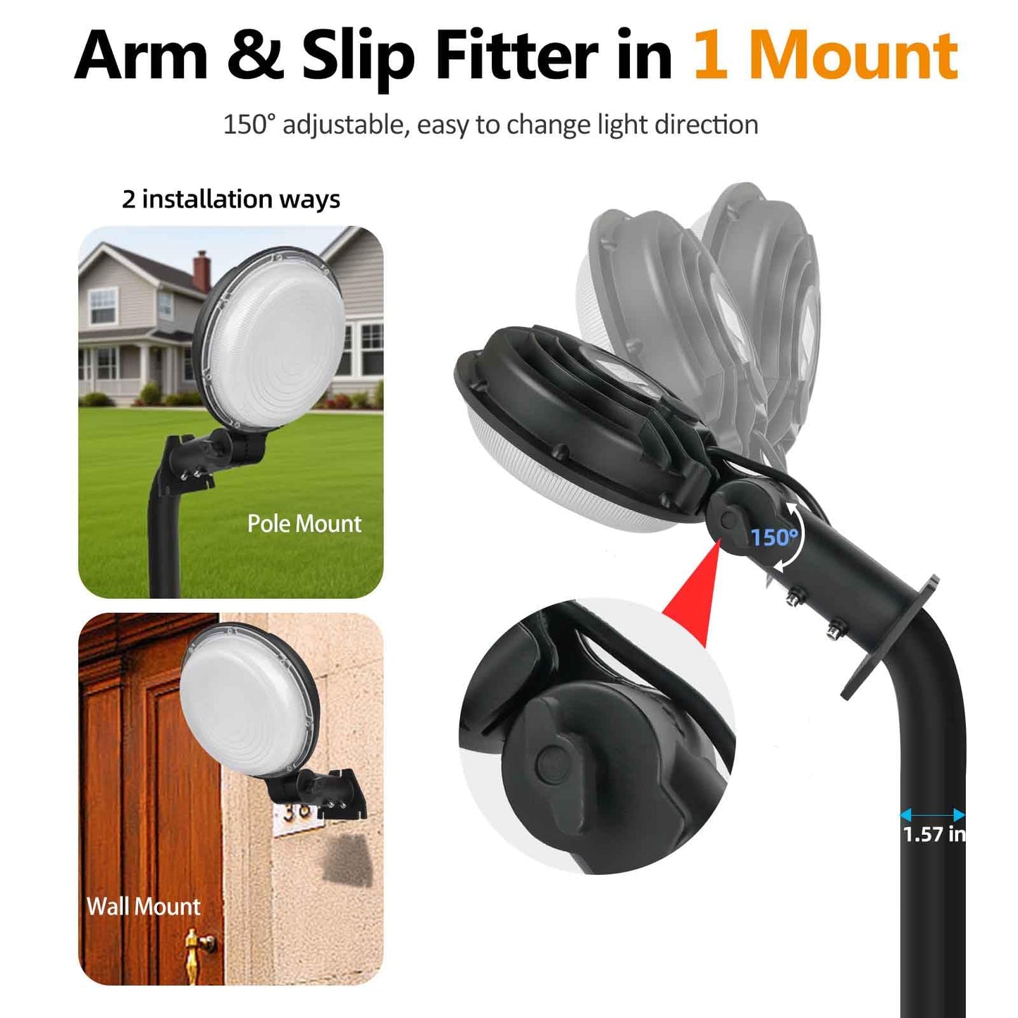 100W LED Barn Lights Outdoor, 13000LM 5500K Dusk to Dawn Outdoor Lighting with Photocell, Adjustable Angle Daylight Yard Lights, IP65 Waterproof Area Street Light for Garage Warehouse Yard