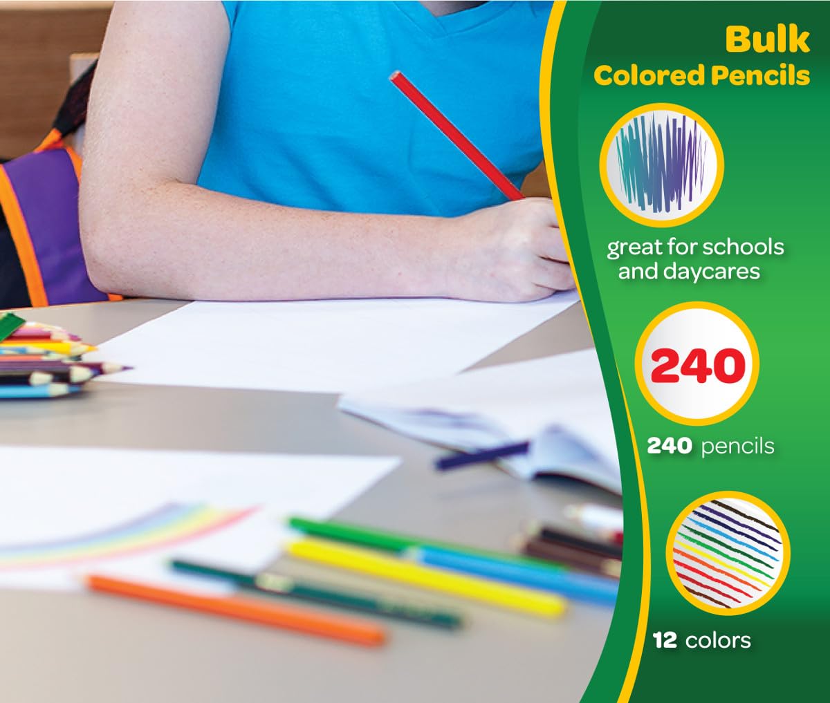 Crayola Coloured Pencil Bulk Classpack, 12 Colours, 240 Count, Arts & Crafts