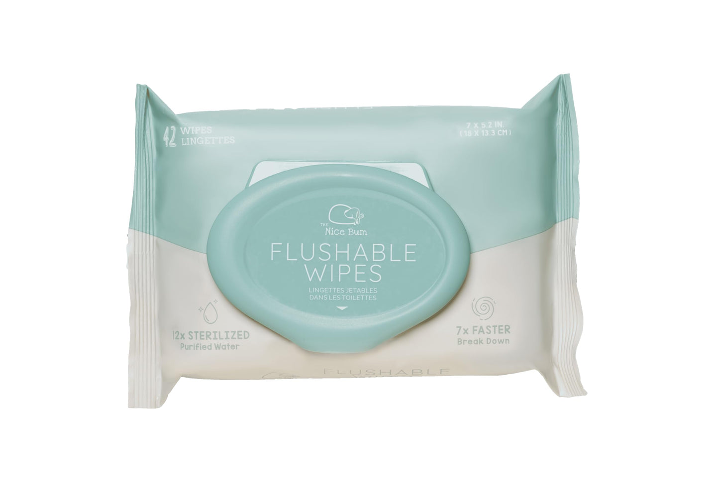 The Nice Bum Flushable Wipes | Safe for All Skin Types | 12x Sterilized Purified Water | 7x Faster Break Down | Pollution, Salt, and Impurity-Free | Plant-Based | 42 Wipes Per Pack, 18 x 13.3cm – 12 Pack (504 Wipes)