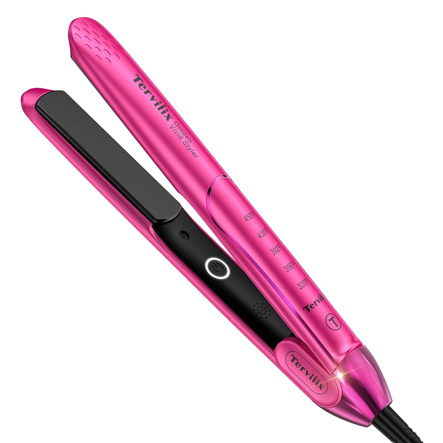 Terviiix 1 Inch Ceramic Flat Iron, Plancha De Cabello Profesional, Non-Snagging Plates, 3X Less Damage, 15s Fast Heating | Hair Straightener and Curler 2 in 1, 5 Adjustable Heat Settings, Hot Pink