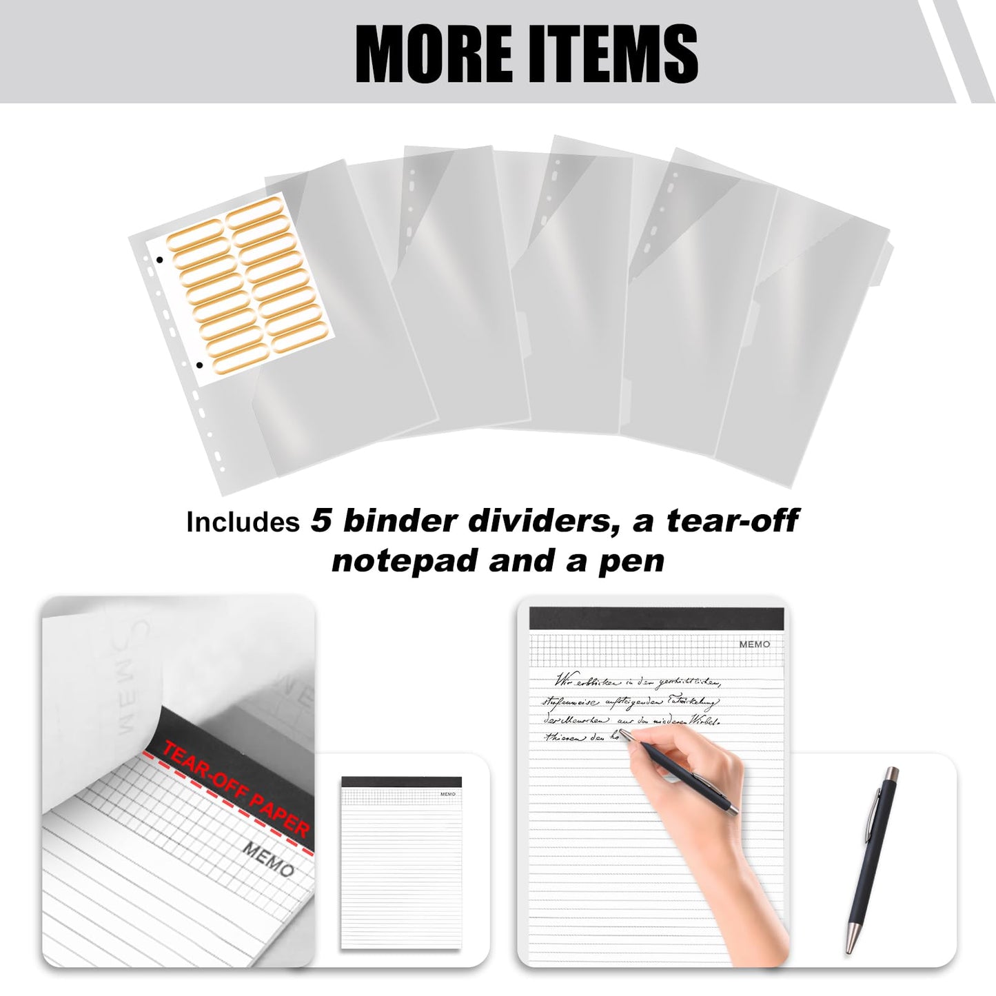 NATISERAUM Padfolio with Handle, Portfolio Binder 3-Ring, Zipper Binder for Business School, Vegan Leather Portfolio for Students with Notepad Includes 5 Sheet Protectors for Documents Files and 1 Pen
