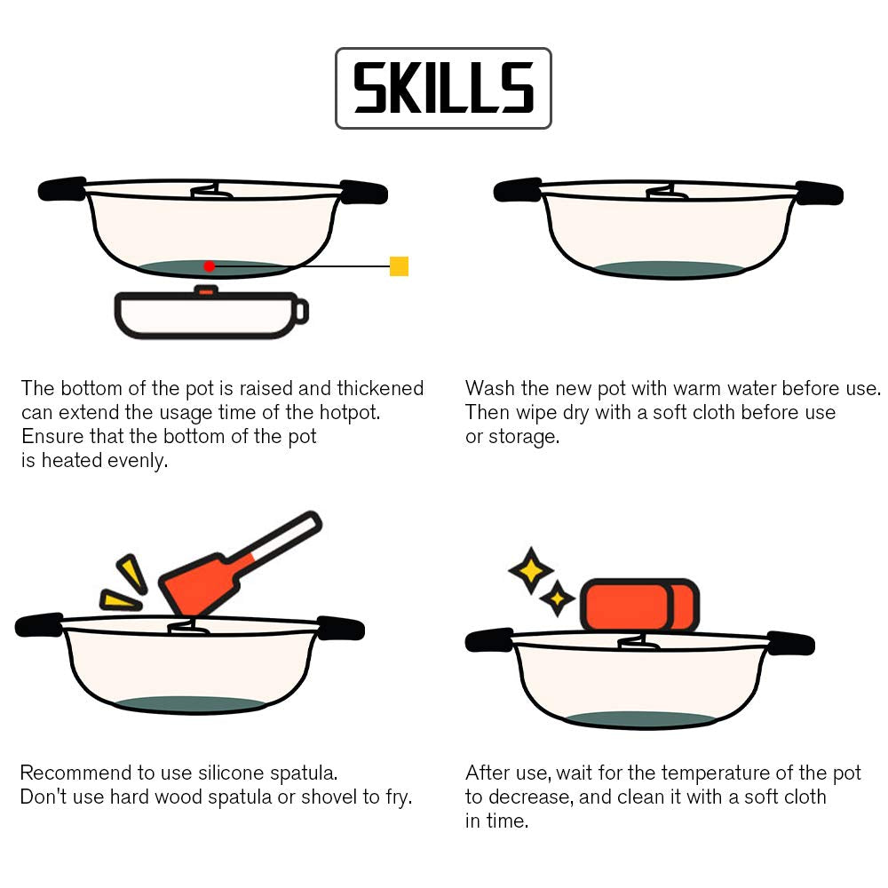 Hot Pot with Divider for Induction Cooker Dual Sided Soup Cookware Two-Flavor Chinese Shabu Shabu Pot for Home Party Family Gathering, 4.5 Quart (White)