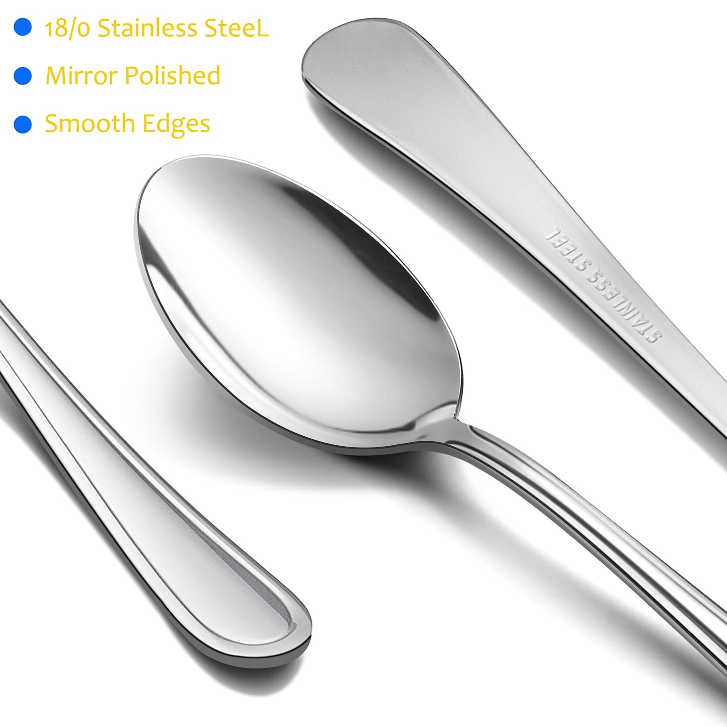 Teaspoon Set of 12, E-far 6.7 Inch Stainless Steel Spoons for Kitchen or Restaurant, Non-toxic & Mirror Polished, Easy to Clean & Dishwasher Safe