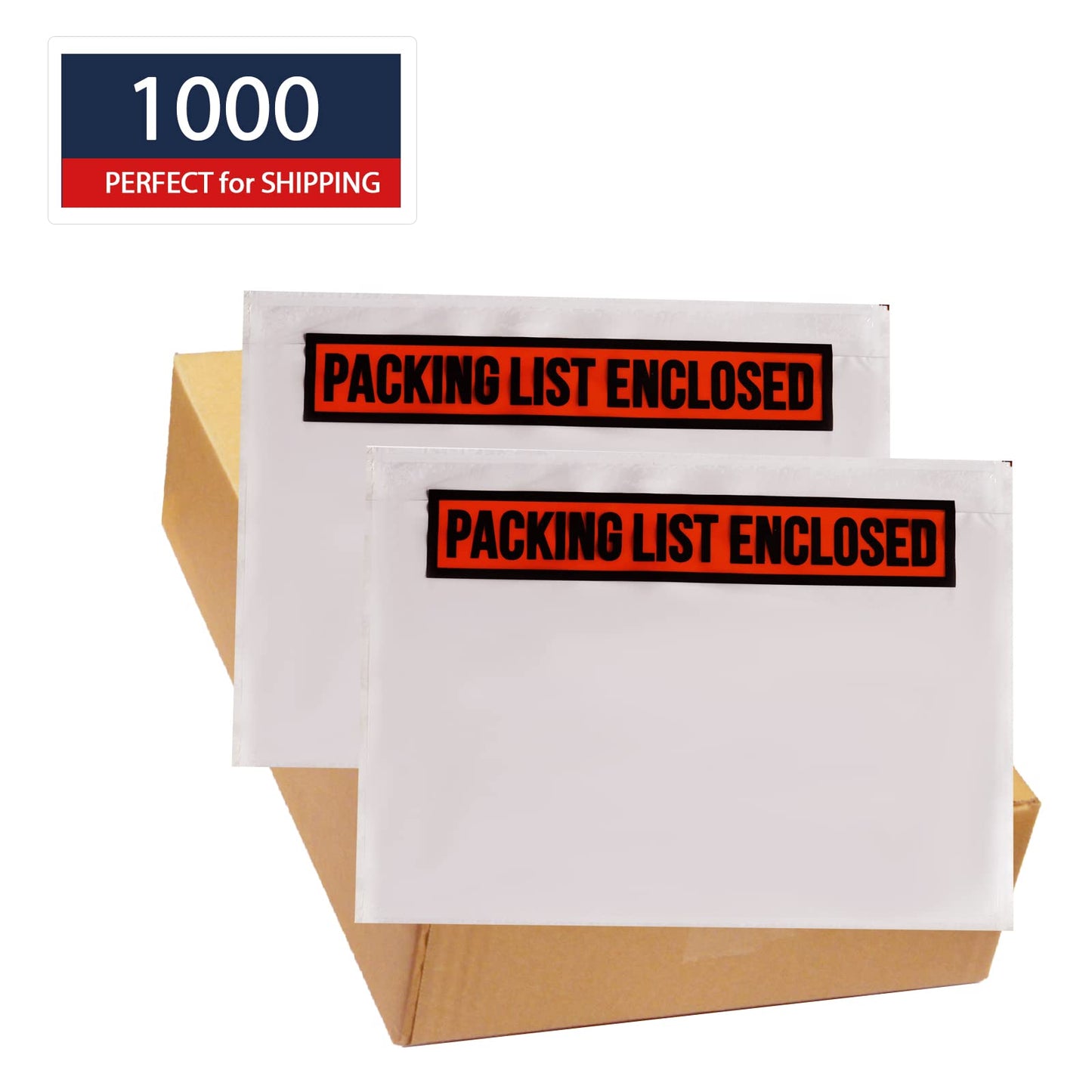 1000 PCS 7.5"x 5.5" Clear Self-Adhesive Packing List Envelopes - Plastic Shipping/Mailing Pouch Bags for Invoice Label