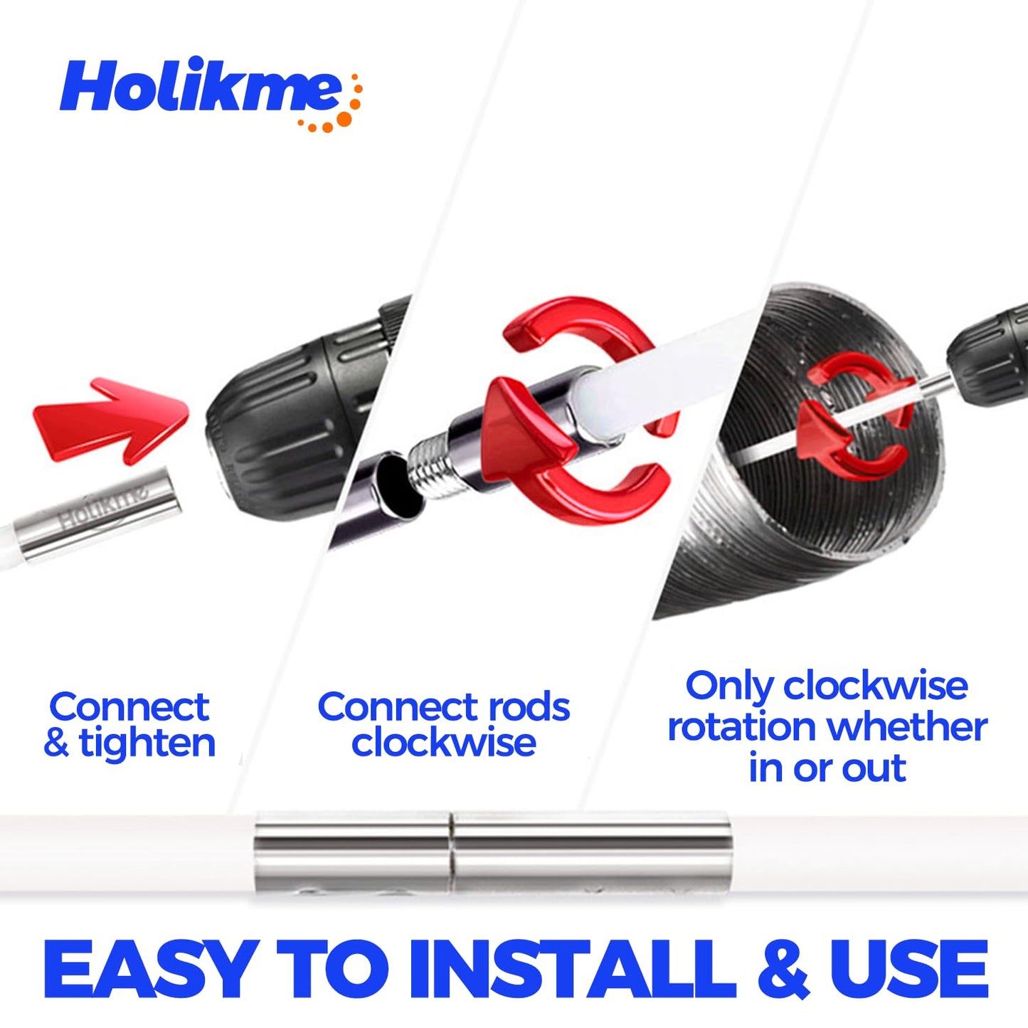 Holikme 32 Feet Dryer Vent Cleaning Kit, Flexible Dryer Vacuum Attachment,Lint Brush with Drill Attachment, Fireplace Chimney Brushes Extends Up to 32 Feet for Easy Cleaning