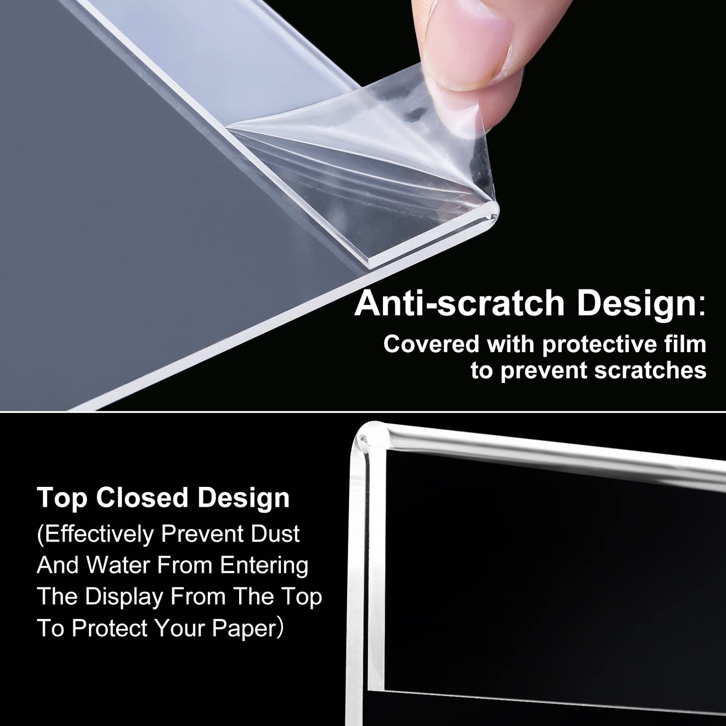 Maitys 24 Pcs Acrylic Sign Holder Clear Wall Mount Frame Plastic Clear Frames Wall Mounted Sign Holder with Adhesive Tape for Office, Home, Store, Restaurant, Picture No Drilling (4 x 6 Inch)