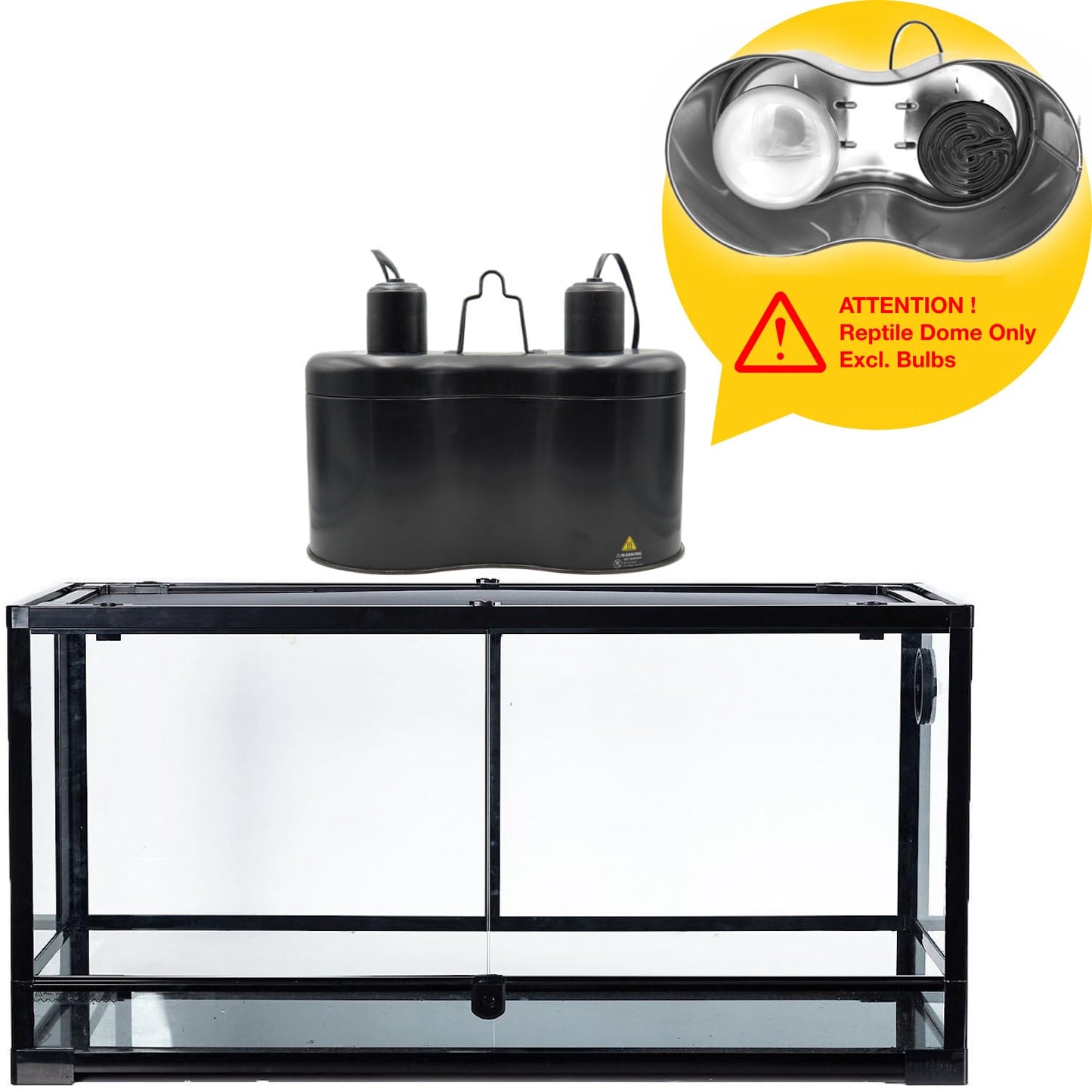 ReptiKing Reptile Dual Dome 12inch, Fits Reptile Light/Heat Lamp/UVB Light, Max. 160W Each,Patent Design K8561, Reptile Light Fixture