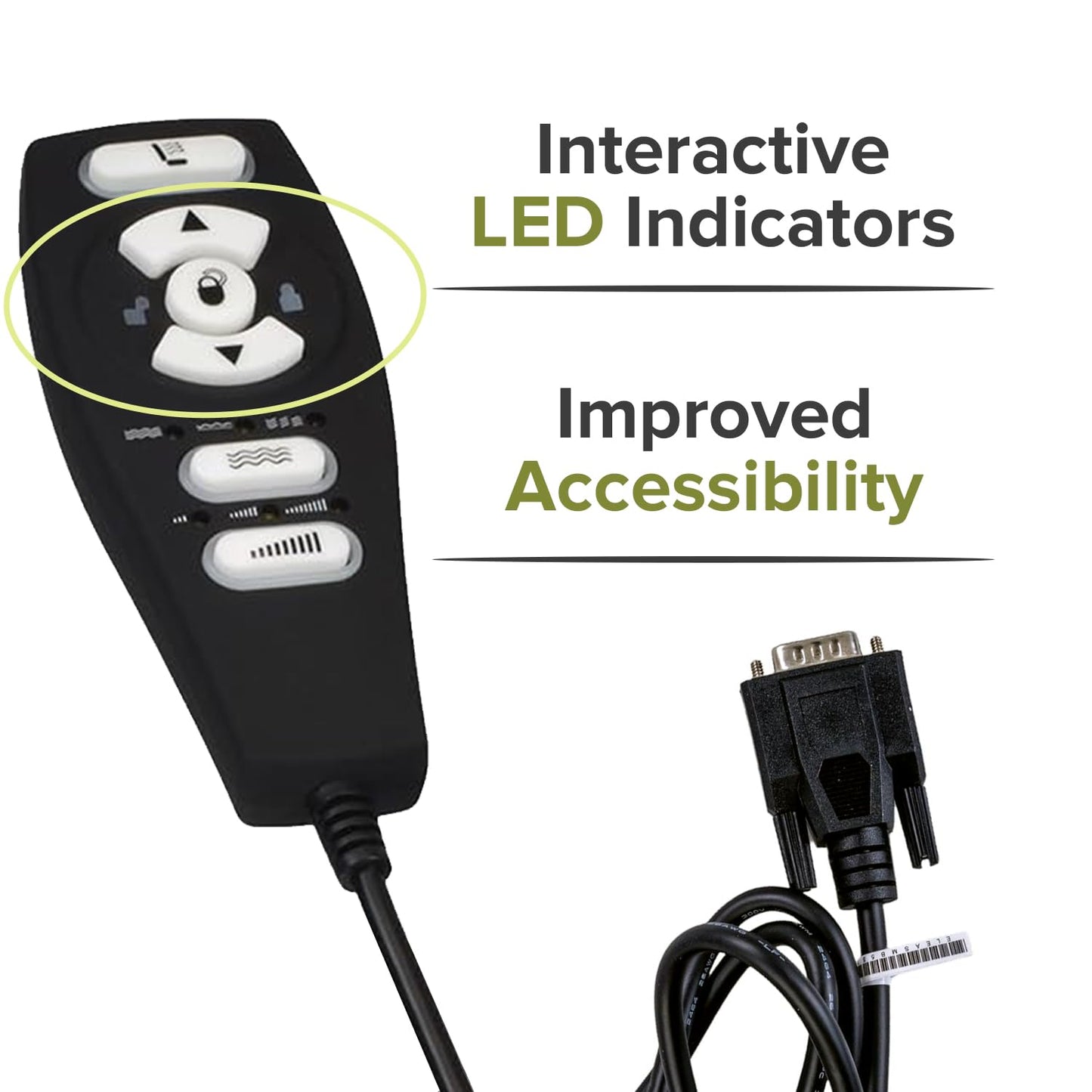 Alvey Heat and Massage Hand Control with LEDs (ELEASMB5578) for Pride Lift Chairs