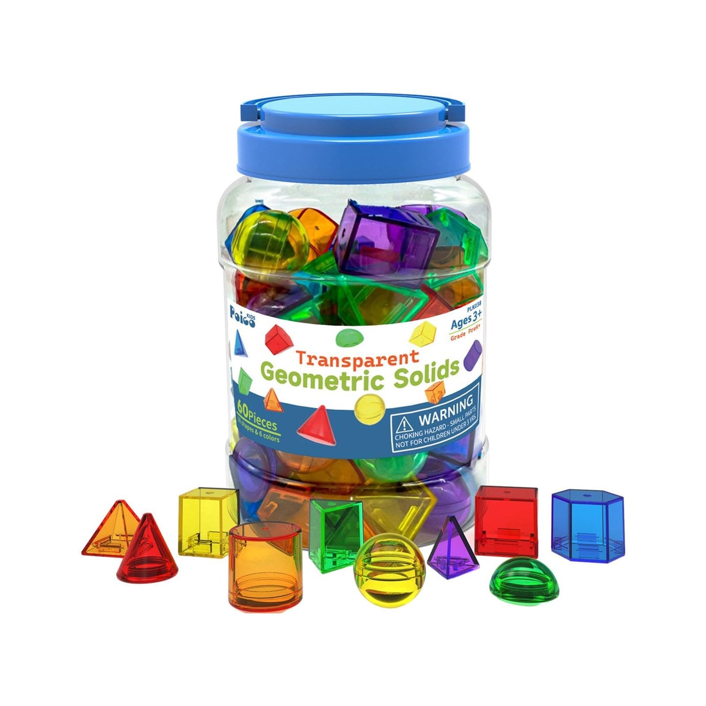 TTETTZ 60Pcs Geometric Solids Shape Blocks 3D Shapes Colorful Educational Toy