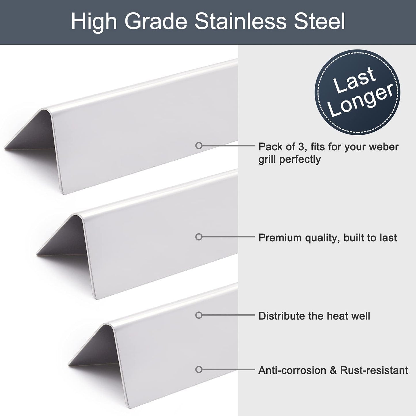 Criditpid Barbecue Replacement Parts for Weber Spirit I & II 200 with Front Control, Spirit E210, E220, S210, S220, Stainless Steel 7635 Flavorizer Bars, 69785 BBQ Burner Tubes & 7642 Igniter Kit.