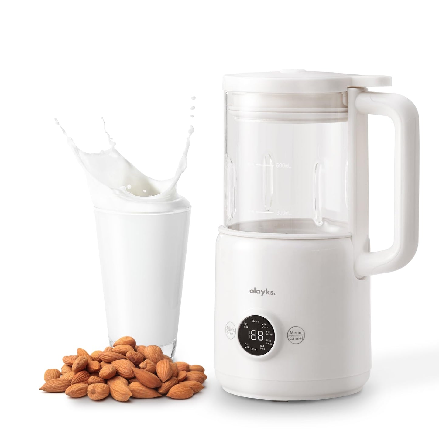 olayks 6 in 1 Automatic Nut Milk Maker Blender, 20oz Homemade soy milk maker for Plant-Based Milk, Coconut, Soy, Oat, Almond & Non-Dairy Beverages with Delay Start/Keep Warm/Boil Water/Self-Cleaning