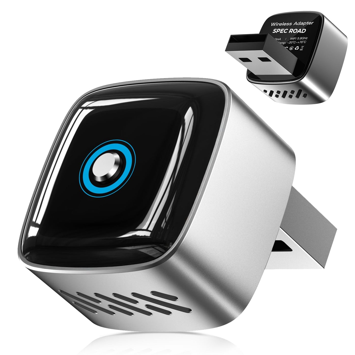 Wireless CarPlay Adapter for iPhone & Android Auto, 2-in-1 Wired to Wireless Carplay, 1-Click Switch/Disconnect Plug & Play Fast Connect, Lag-Free Mini Adapter for Apple iOS 10+/Android 11+/2016+ Cars