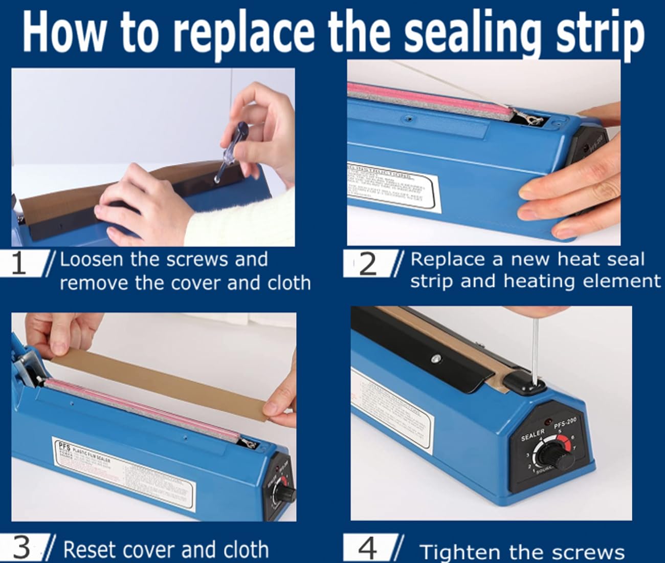 Yeler 12 Inch Impulse Heat Sealer Impulse Bag Sealer, Manual Poly Bag Heat Sealer Machine for Plastic Bags PE PP Bags with Extra Replace Element Grip