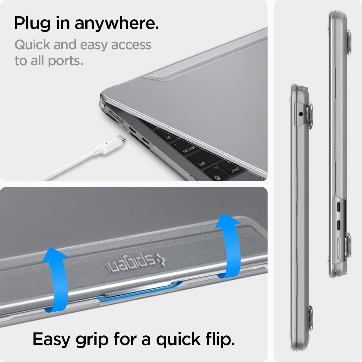 Spigen Thin Fit Designed for MacBook Air 13 inch Transparent Protective Hard Shell Case Cover 2024 M3 A3113, 2022 M2 A2681 - Crystal Clear