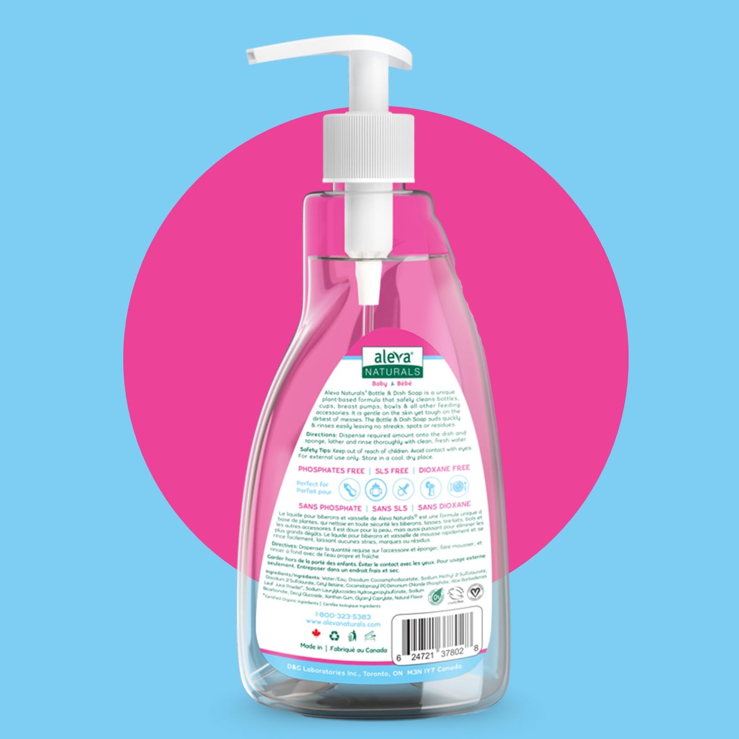 Aleva Naturals Hypoallergenic Bottle and Dish Wash Liquid - Plant-Based Cruelty-Free Formula with Refreshing Water Lily Scent, Dish Soap to Clean Baby Feeding Cups - 3L VALUE PACK (500ml x 6)
