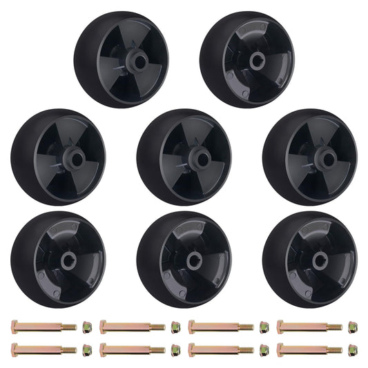 CheeMuii 8 Pack Mower Deck Wheels Kit 5 Inch Deck Gauge Wheel Replace for MTD Cub Cadet 734-04155 Deck Wheels with Shoulder Bolts and Lock Nuts