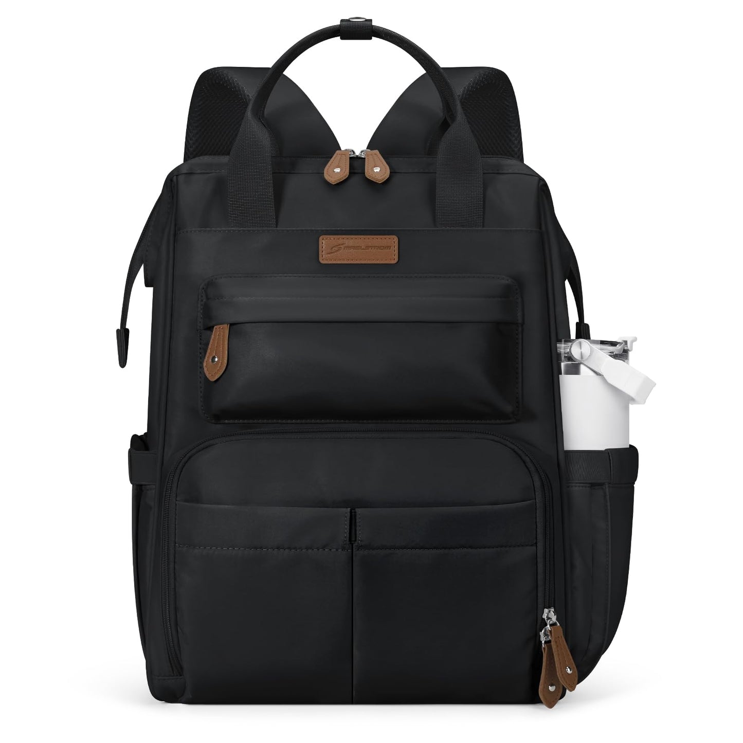 Maelstrom Laptop Backpack for Women Men, Waterproof Travel Backpack, Anti-Theft Computer Work Bag with Luggage Strap (Black-17.3Inch)