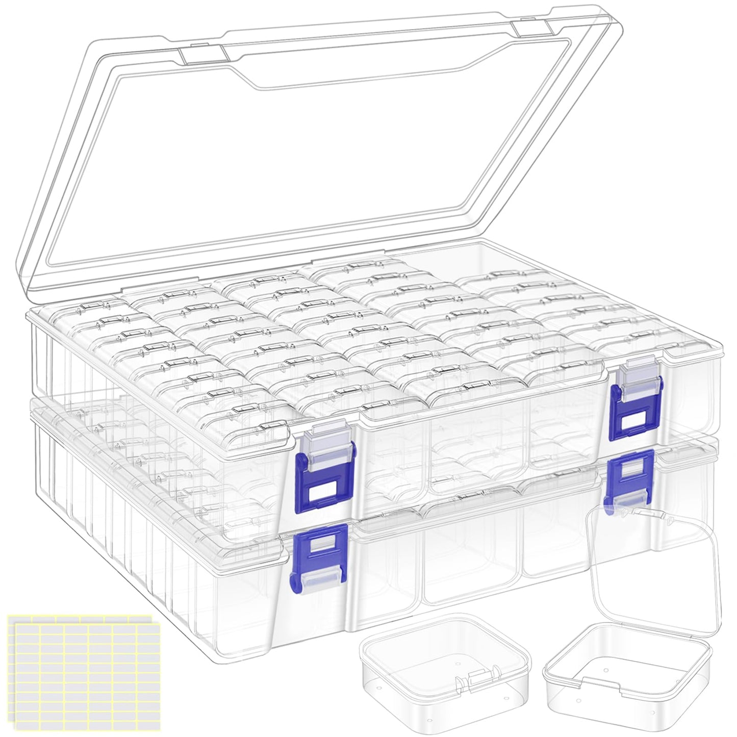 DILIBRA Bead Organizer Box, 92Pcs Small Bead Organizers and Storage Plastic Cases, Mini Clear Storage Containers Boxes with Hinged Lid for Diamond Painting Accessories Seed Jewelry Crafts