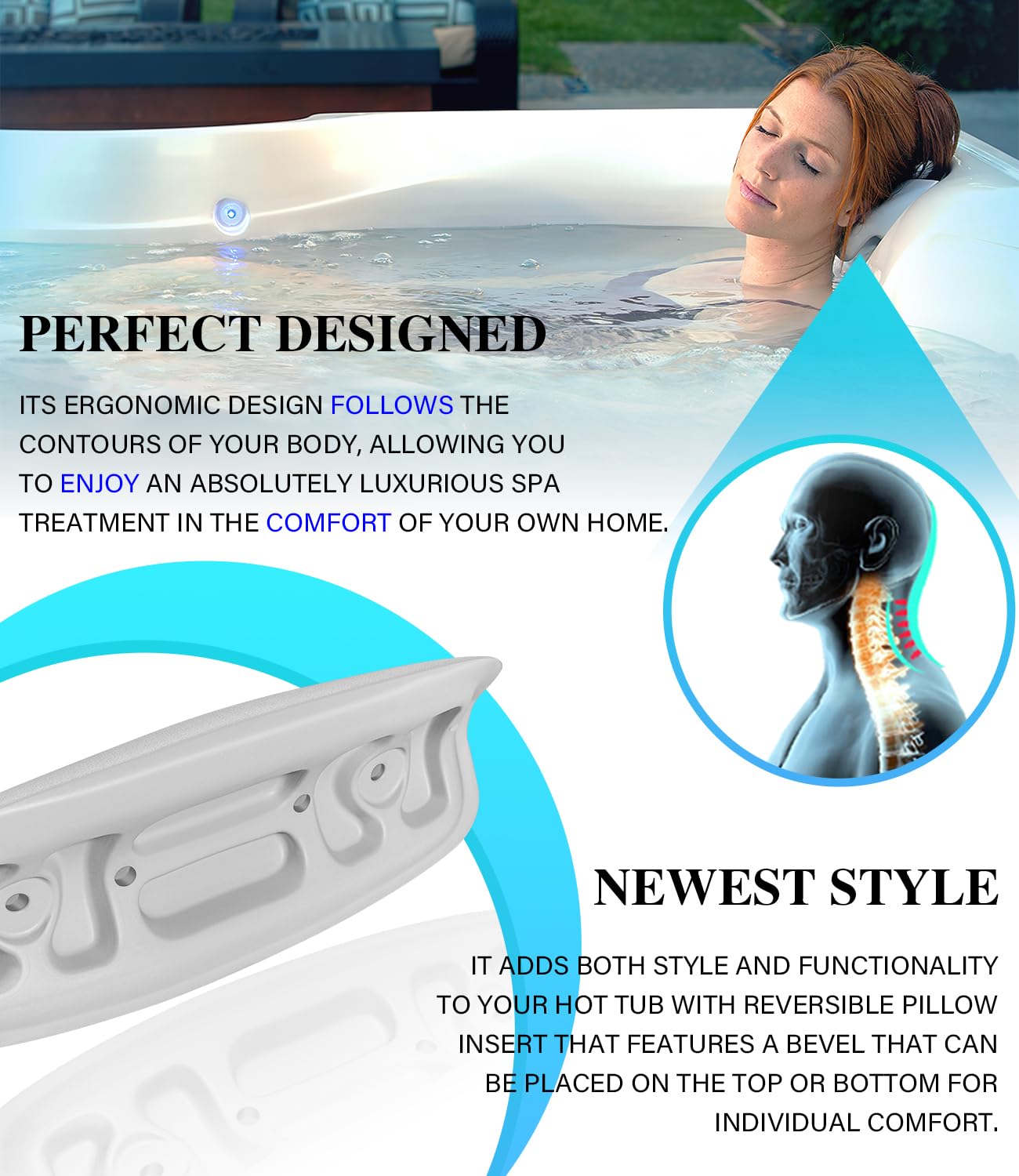 besttruck 2PCS 72597 Hot Tub Head Rest Replacement Pillow for Highlife Series Spas 1997-2007 Aria (AR) Grandee (G) Sovereign (I)