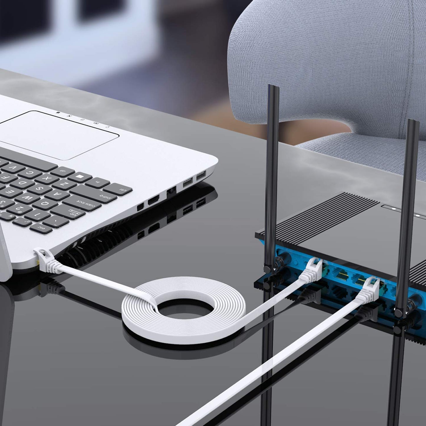 BUSOHE CAT8 Ethernet Cable 100ft, High Speed Flat Internet Computer Patch Cord, 40Gbps 2000Mhz Faster Than Cat7/Cat6/Cat5, RJ45 Flat Cable Shielded in Wall, Indoor/Outdoor