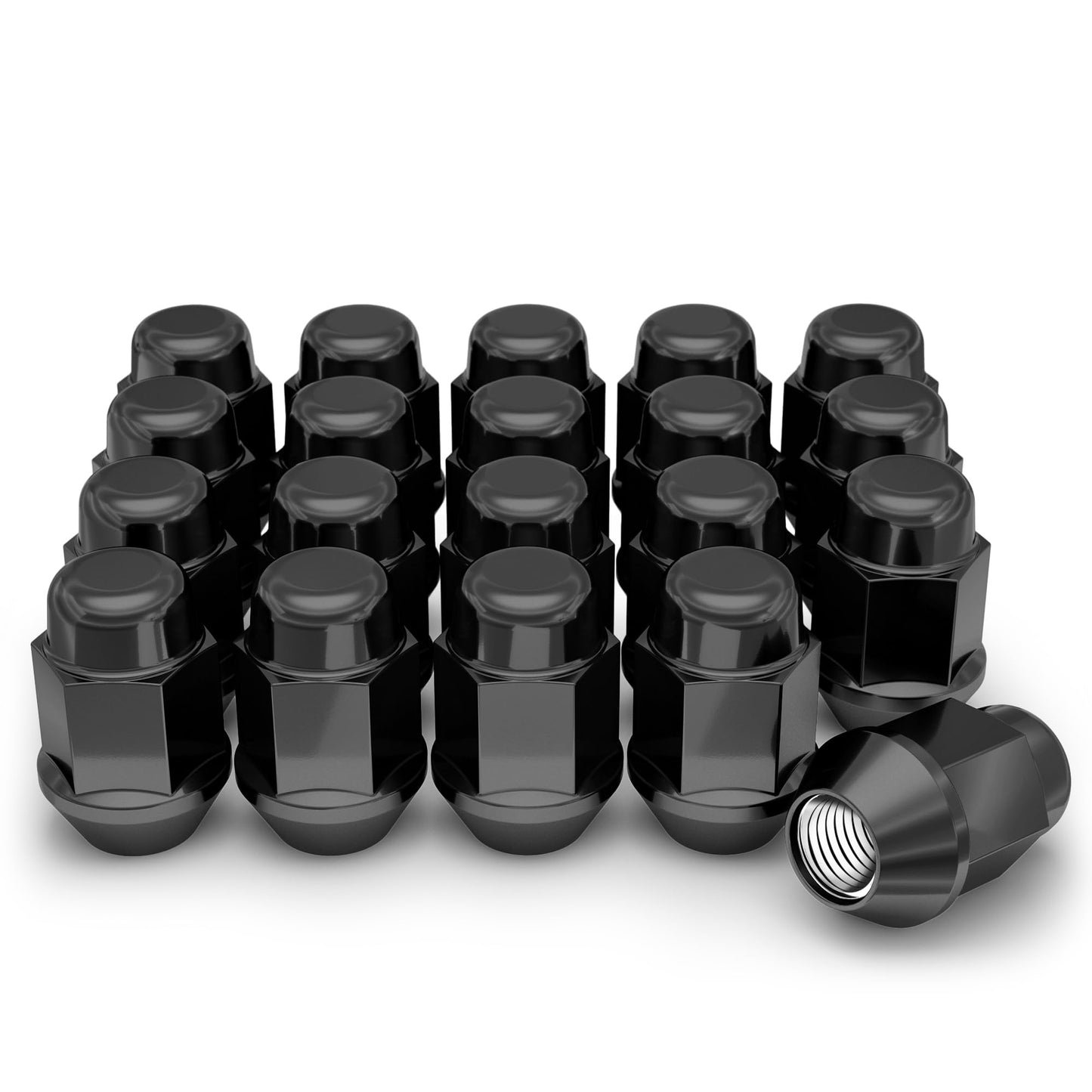 White Knight 1706SBK-20AM (Black Chrome) M12x1.25 Bulge Acorn Lug Nut, 20 Pack