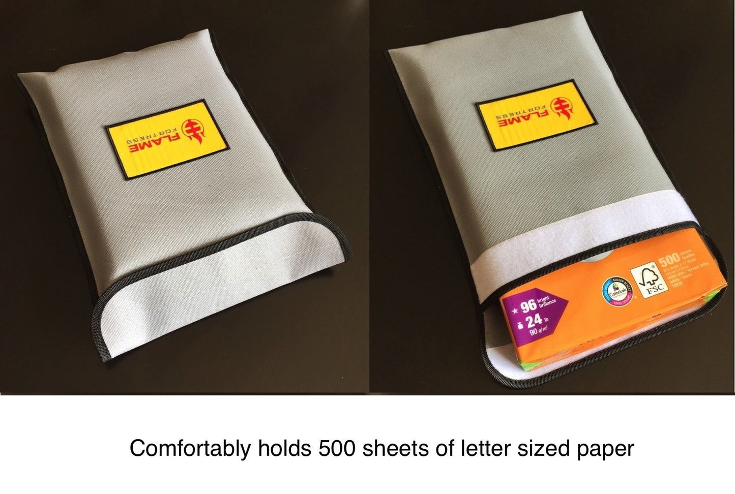 Flame Fortress Fireproof Bag 16" x 12" | Fire and Heat Resistant Heavy Duty Fiberglass Envelope Protect Money, Documents, Valuables