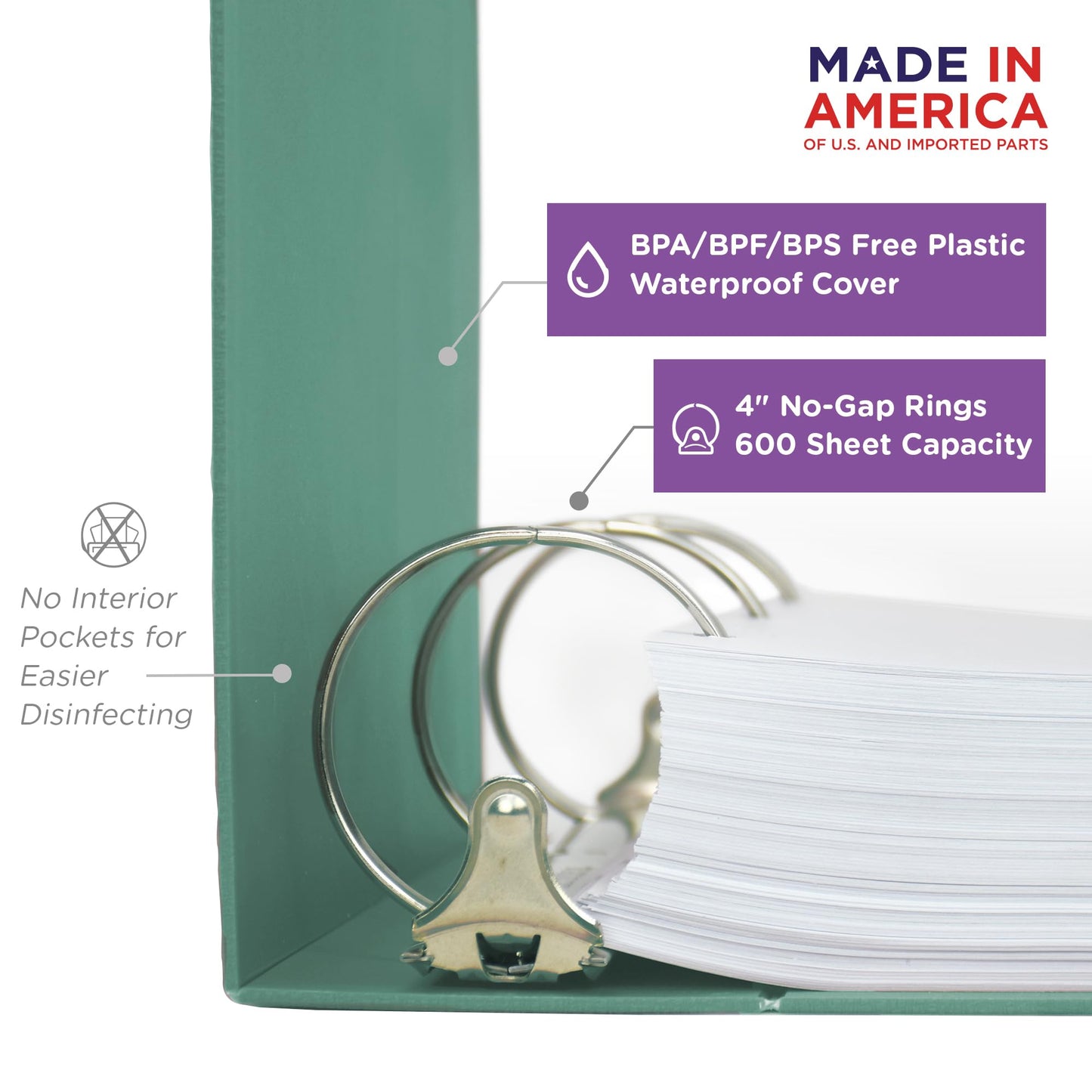 Carstens 4- Inch Heavy Duty 3-Ring Binder - Side Opening, Mint