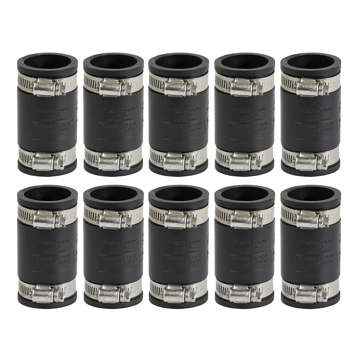 Supply Giant 1 inch Flexible Coupling, Black, 10 Pack