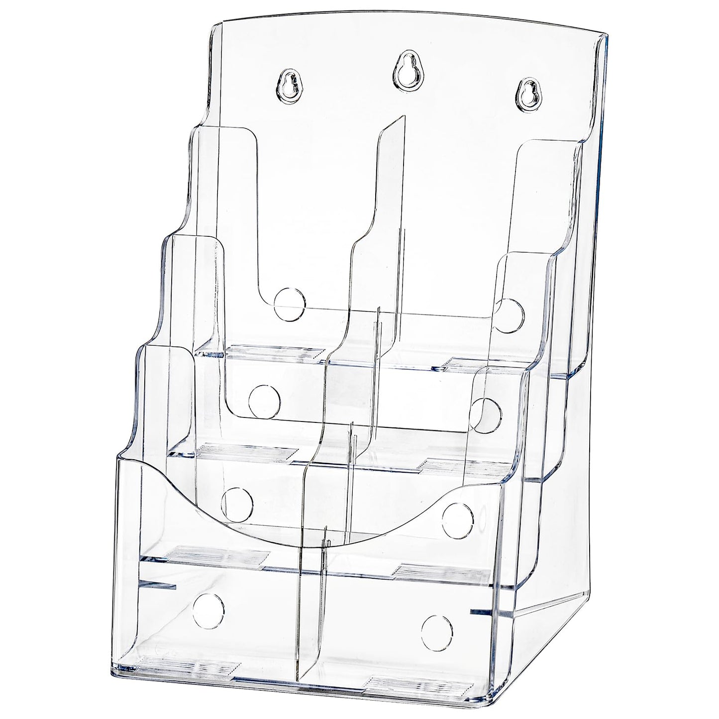 Suwimut Acrylic Brochure Holder 8.5x11 Inch, 4 Tier Clear Literature Organizer Magazine Stand with Removable Divider for 4x9 Inch Brochures, Pamphlet Flyer Display Stand for Wall Mount, Countertop