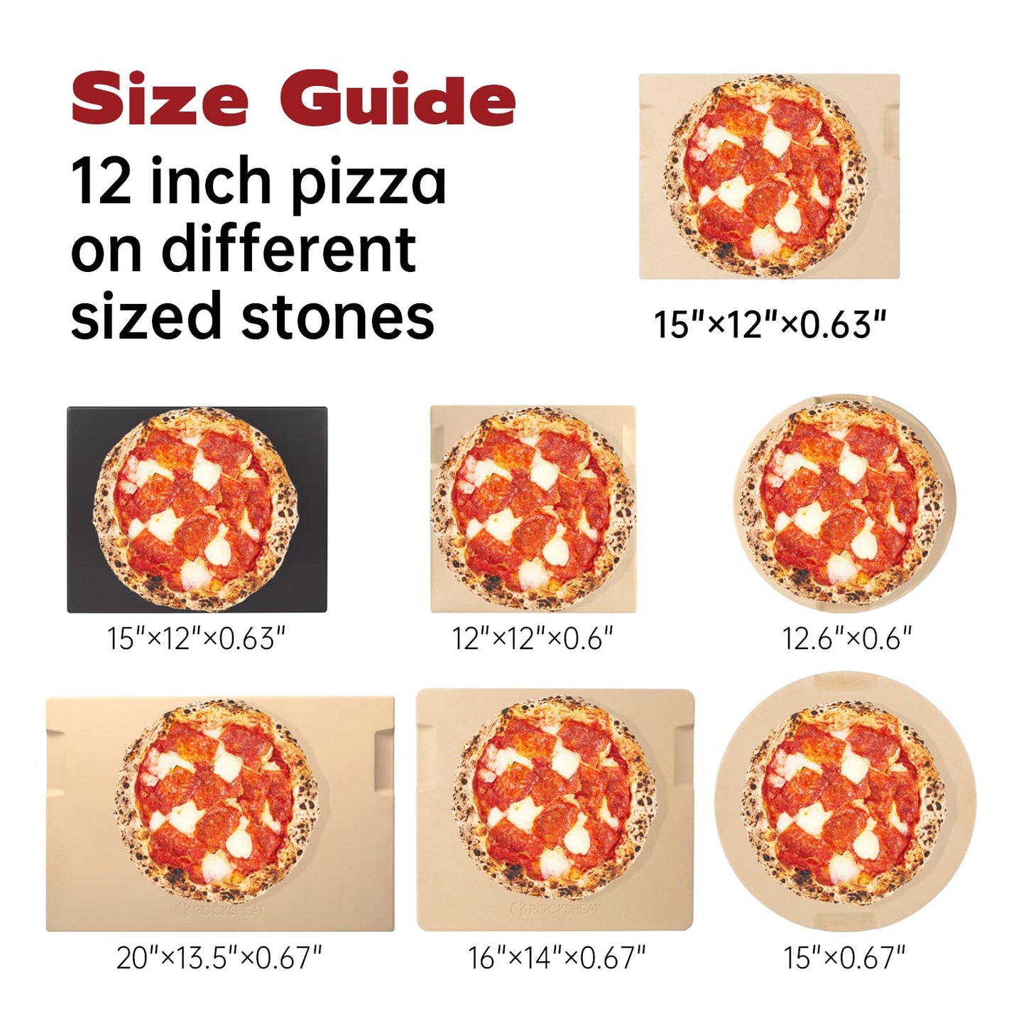 ROCKSHEAT Pizza Stone Made of Cordierite for Pizza & Bread Baking Grilling. Perfect for Oven or Grill. Innovative Unique Double - Faced Built - in 4 Handles Design (Rectangular 12"x15"x0.63")