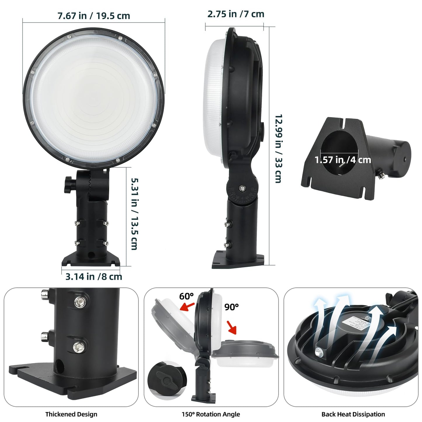 100W LED Barn Lights Outdoor, 13000LM 5500K Dusk to Dawn Outdoor Lighting with Photocell, Adjustable Angle Daylight Yard Lights, IP65 Waterproof Area Street Light for Garage Warehouse Yard