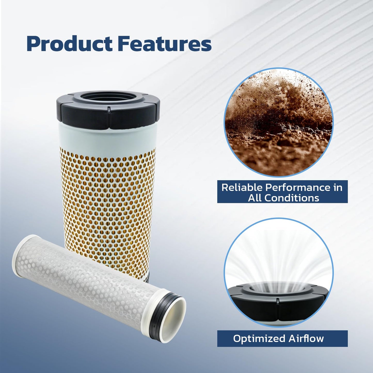 AXGSRV 7068069M1 Air Filter Kit, Replacement for Massey Ferguson 1736 1742 1749 1754 1758, Replacement for YANMAR SV 60 SV 60-6B VIO 50-6B VIO, Replaces 7068070M1